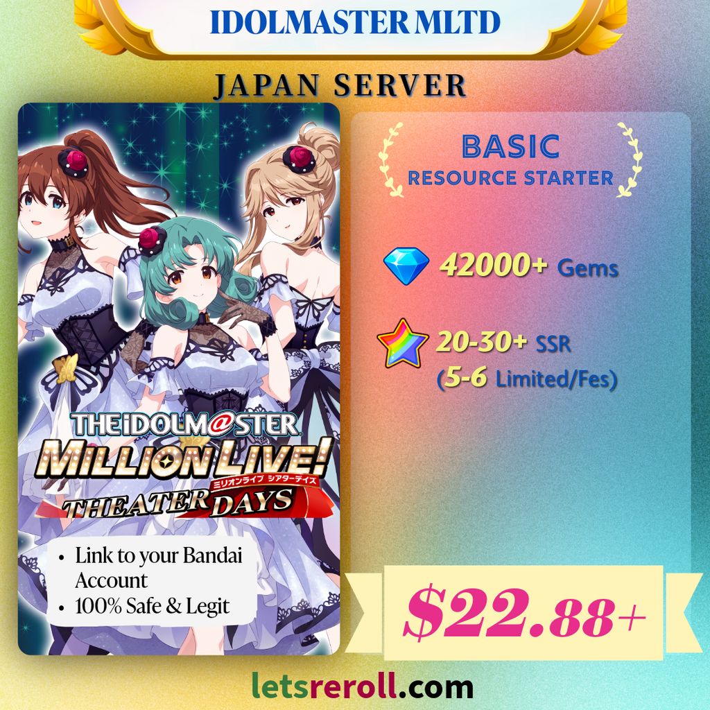 [Japan][Android] Idolmaster Million Live Theater Days MLTD Basic Starter 42,000 Gems 20-30+ SSR