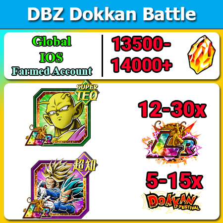 [Global][IOS] Dokkan Battle Farmed Starters with 13500DS💎 LR Orange Piccolo Power of Pride and Hope