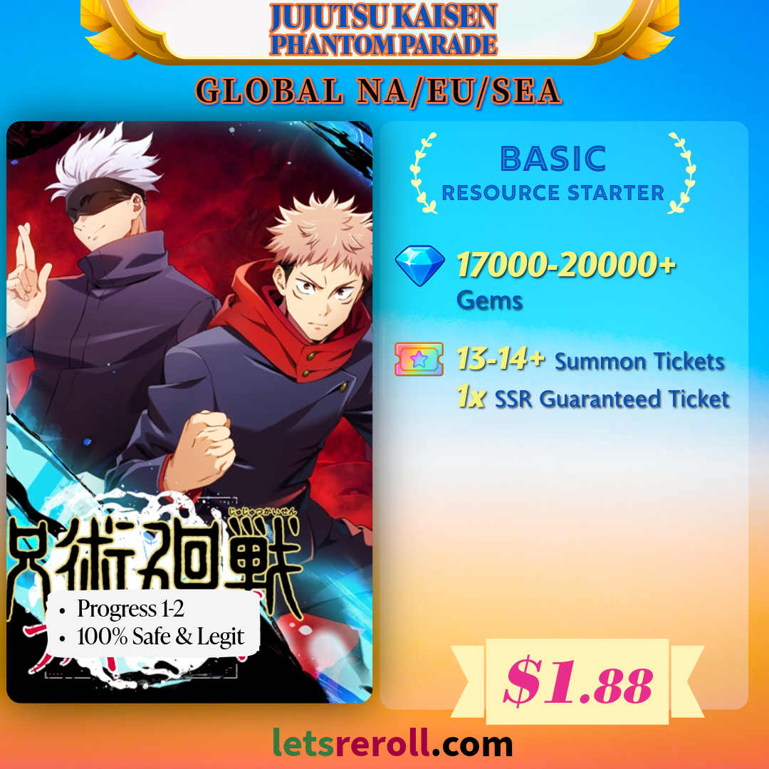 [Global] JJK Jujutsu Kaisen Phantom Parade 17000+💎 Basic Resource Starter