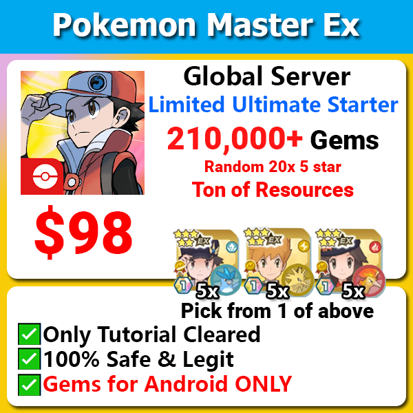 [Global Android] Pokemon Master EX Champion Sync Pair Starter 210,000+ Gems