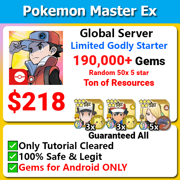 [Global Android] Pokemon Master EX Limited Ash & Pikachu + Sygna Suit Red (Thunderbolt) & Pikachu 190,000 Gems