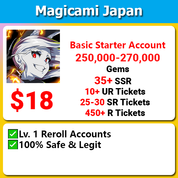 [Japan] Magicami マジカミ 250000 Gems Starter with 35+ UR ton of tickets