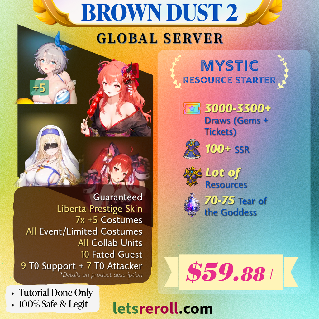 [Global] Browndust 2 Mystic Resource Starter All Limited All Collab💎 Total 3000-3300 Draws