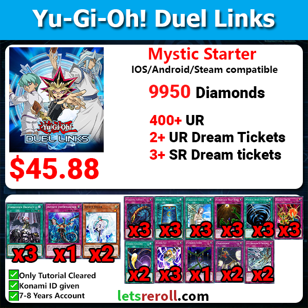 [Global] Yugioh Duel Links Mystic Starter 9950+💎 400+ UR
