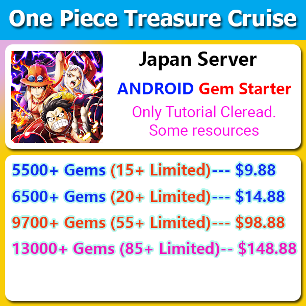[Japan Server][Android] One Piece Treasure Cruise OPTC 5500-13000+💎 15-80 Limited