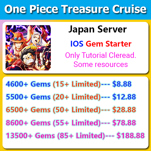 [Japan Server][IOS] One Piece Treasure Cruise OPTC 4600-13500+💎 15-80 Limited
