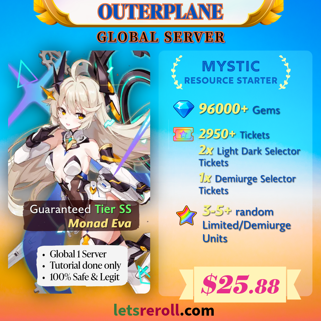 [Global] Outerplane Mystic Gem Starter 96,000+💎 Monad Eva