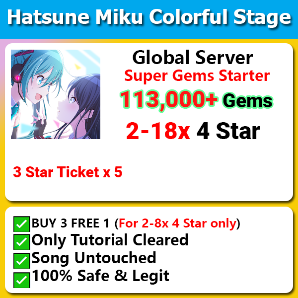 [Global] Hatsune Miku Colorful Stage PJSK 113000 💎Gems Starter