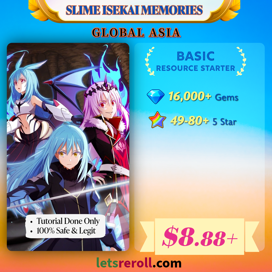 [Global Asia] SLIME Isekai Memories 16000+ Gems Basic Resource Starter