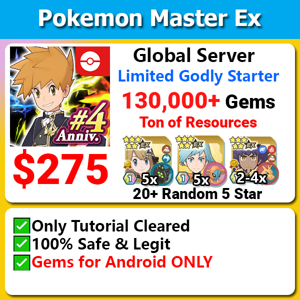 [Global Android] Pokemon Master EX Limited Sygna Suit Serena & Zygarde + Sygna Suit Steven & Deoxys 130,000 Gems