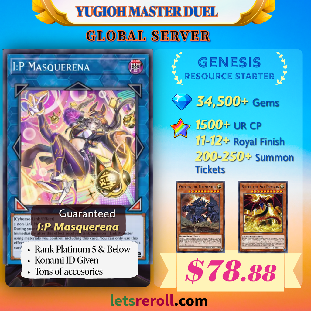 Yugioh Master Duel Genesis Resource Starter 34500+ 💎 I:P Masquerena