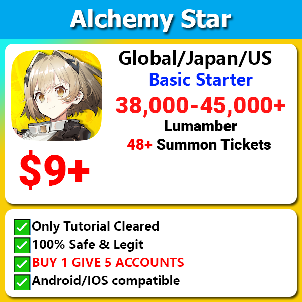 [Global/Japan/US] Alchemy Star 38,000-45,000💎 Starter 48+ Summon Tickets
