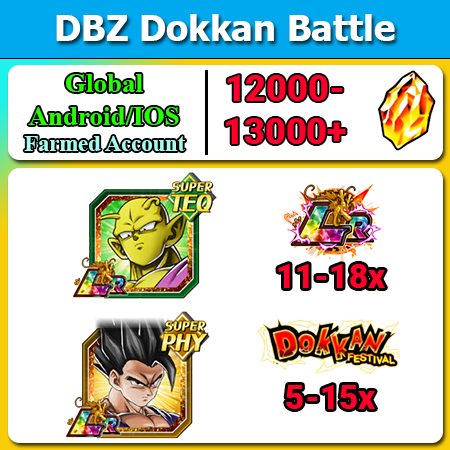 [Global][Android/IOS] Dokkan Battle Farmed Starters with 12000DS💎 LR Orange Piccolo Beast Gohan