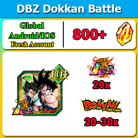 Global Android IOS Dokkan Battle Fresh Starters with 800DS LR