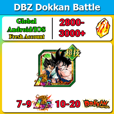 [Global][Android/IOS] Dokkan Battle Fresh Starters with 2800-3000DS💎 LR Fusion Reborn Goku (Angel) & Vegeta (Angel)