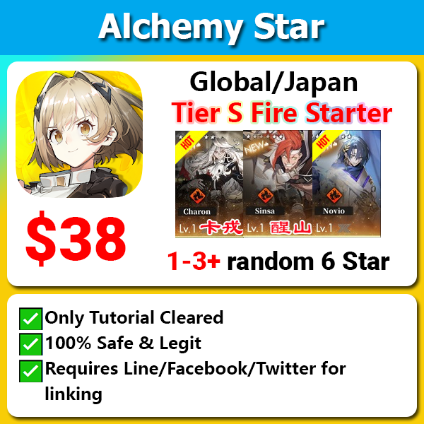 [Global/Japan] Alchemy Star Godly Fire Starter 3 with Tier S Charon/Sinsa/Novio