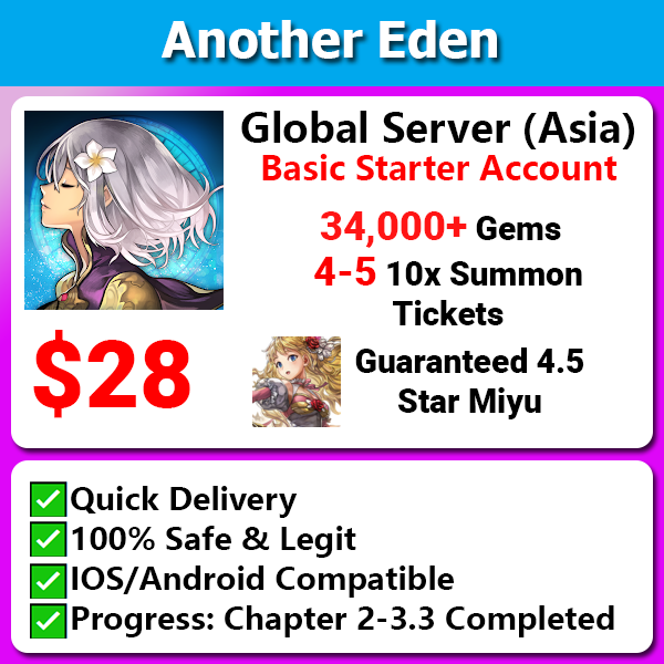 [Global Asia] Another Eden 34000+💎Stater 4.5 star Miyu